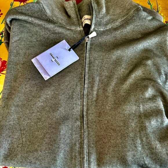 Gran Sasso of Italy NWT FULL Zip Cardigan Sweater Size 50 Green 100% Wool $280RT - Picture 7 of 13